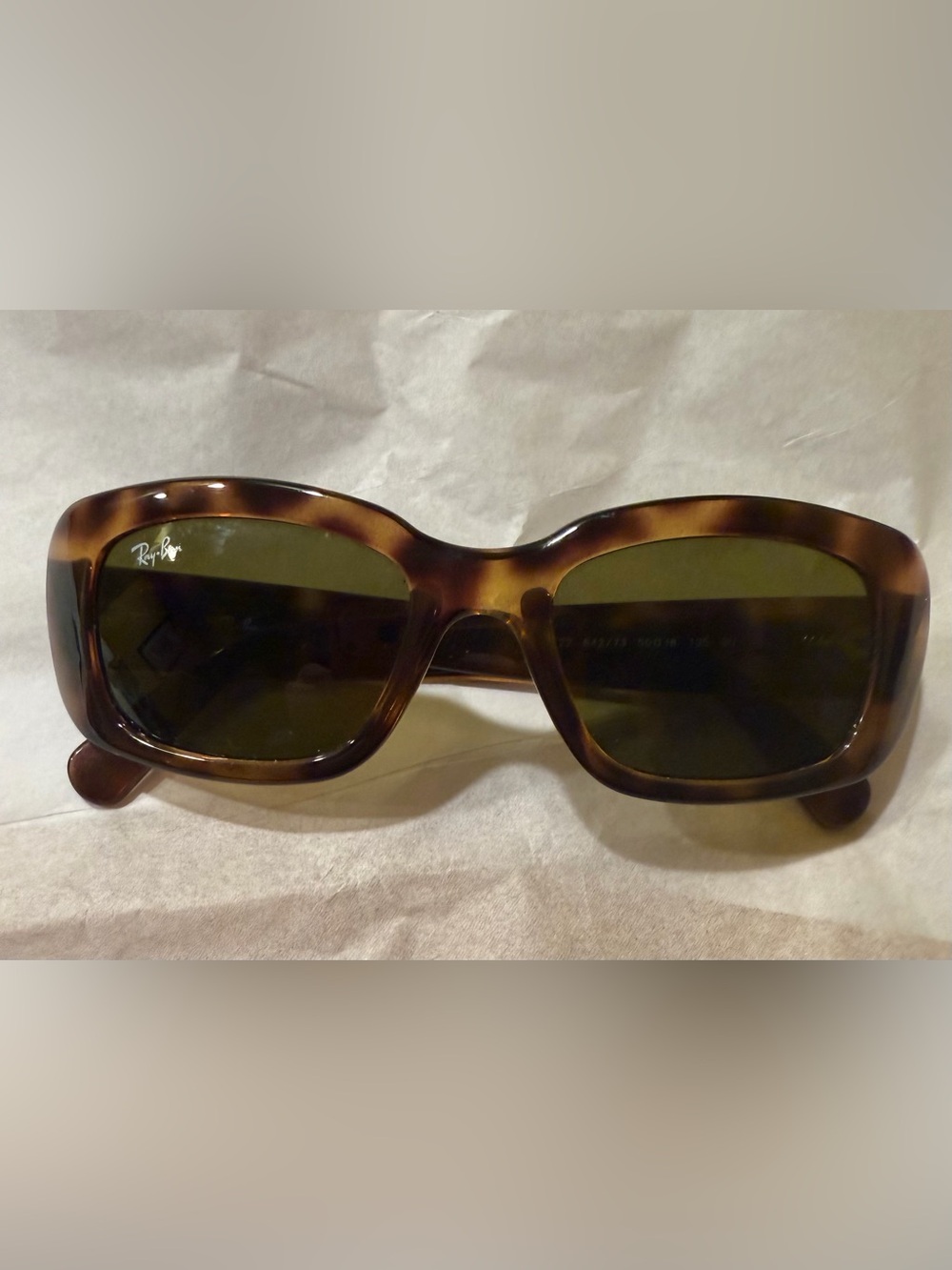 Ray-Ban Tortoiseshell Frame Sunglasses with Dark Green Lenses